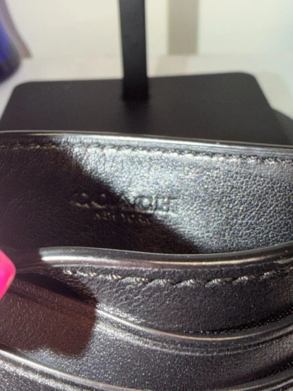 Coach Black & Blue Leather Cardholder Wallet With Contrast Stitching & Multiple